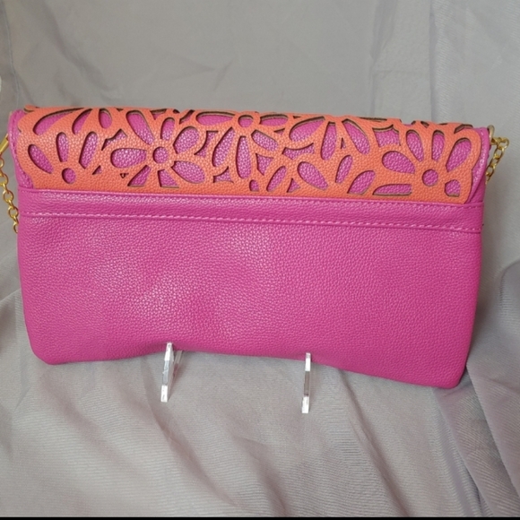 Daisy Clutch Crossbody Pink and Tangerine - Picture 4 of 7